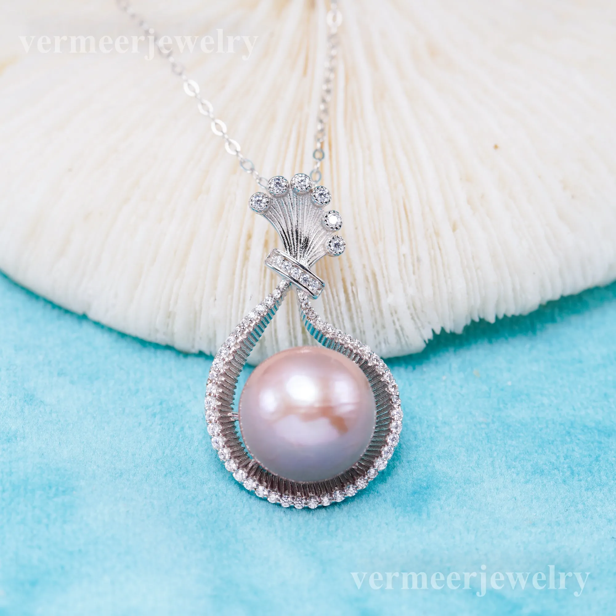 Pe011106 DIY 9-12mm Natural Freshwater pearl pendant accessory 925 sterling silver engagement jewelry necklace for women