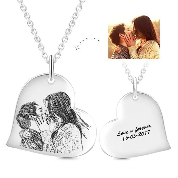 Personalized Heart Photo Necklace- Picture Pendant