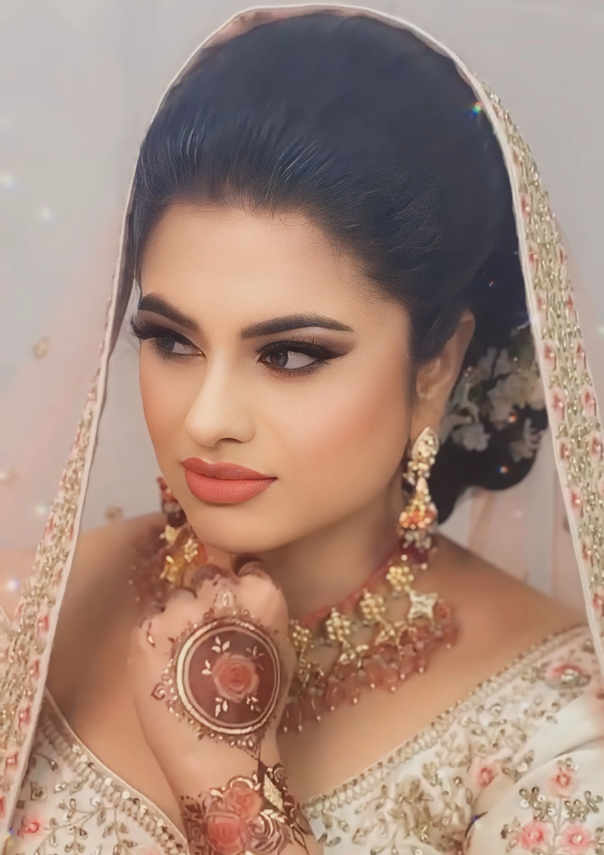 Plated Gold and Orange Bridal Jewellery Set