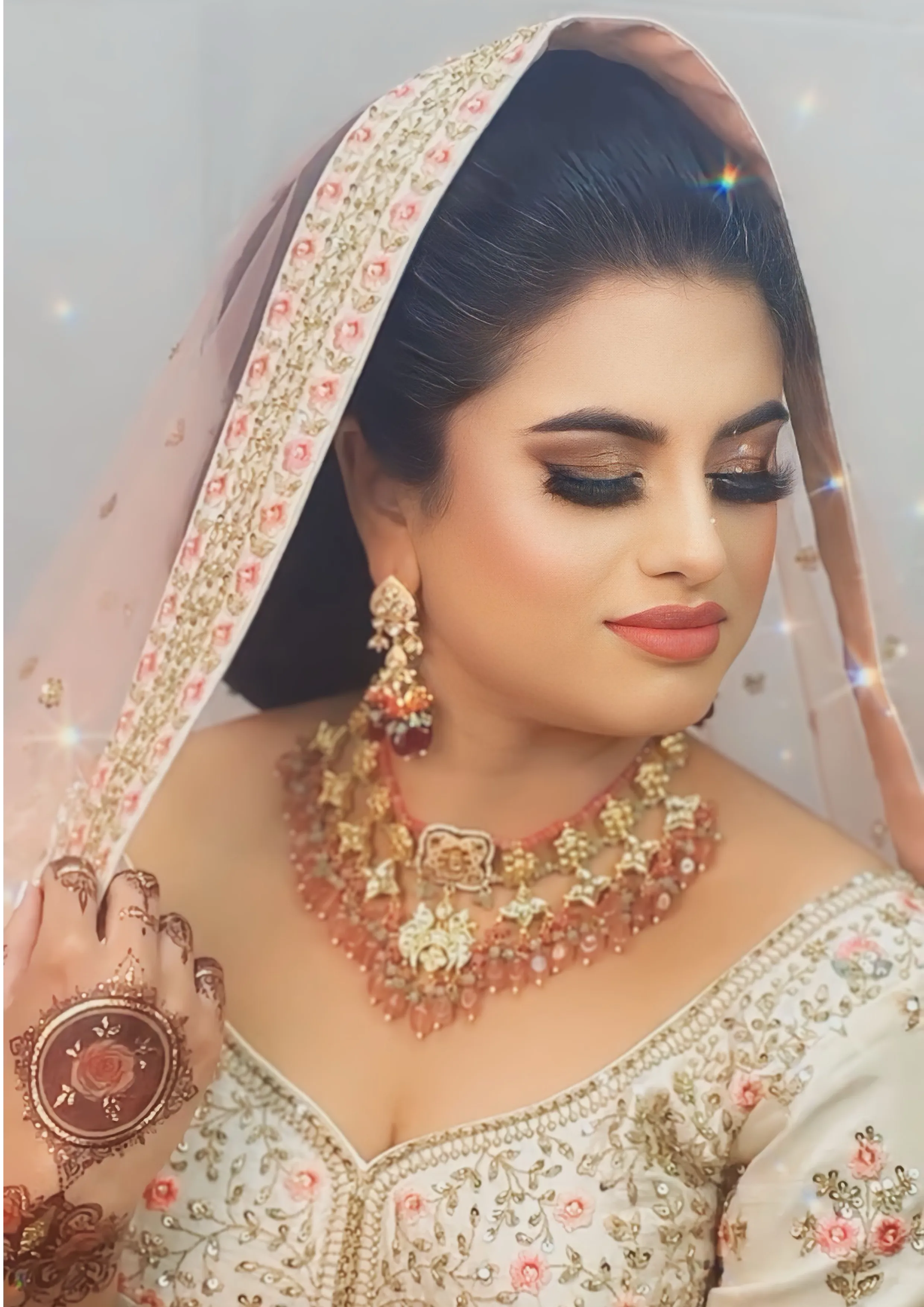 Plated Gold and Orange Bridal Jewellery Set