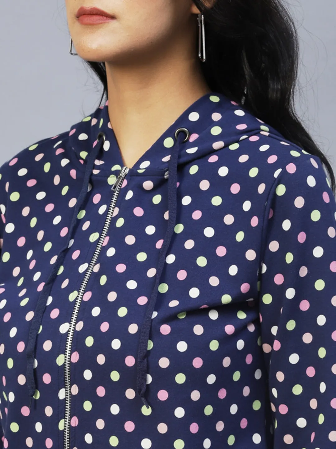 Polka Dot Hooded Terry Jacket