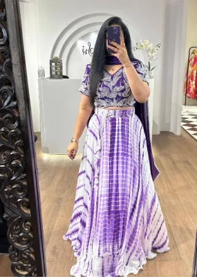 Purple Faux Georgette Shibori Print Lehenga Choli