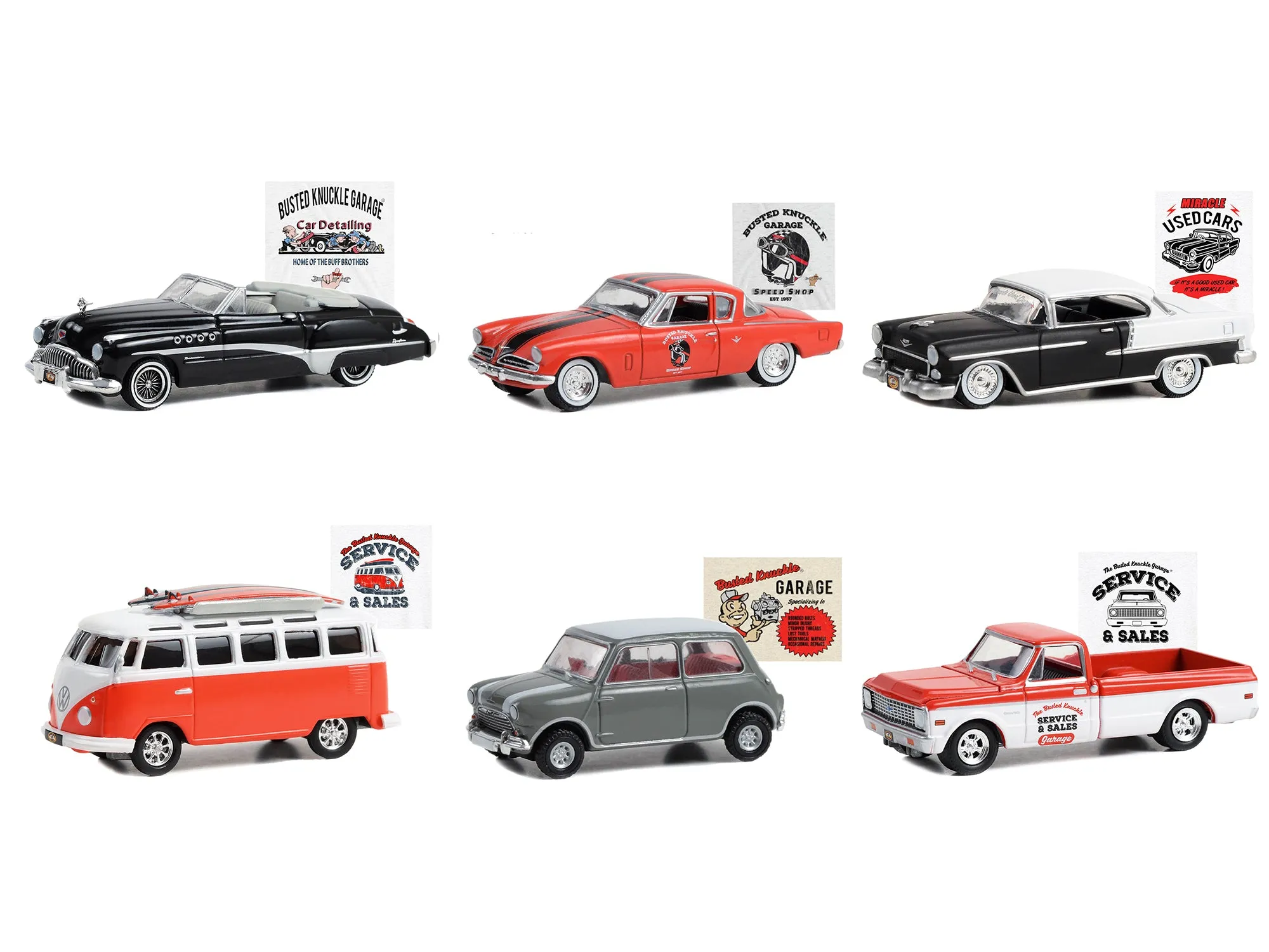 "Busted Knuckle Garage" Series 2 6 piece Set 1/64 Diecast Model Cars by Greenlight