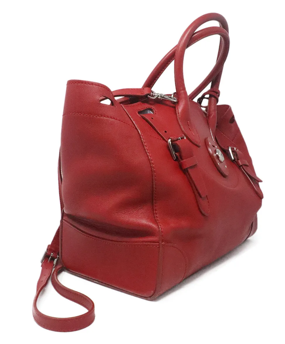 Ralph Lauren Red Leather Satchel