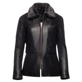 Sable Aviator Style Jacket With Shearling Collar