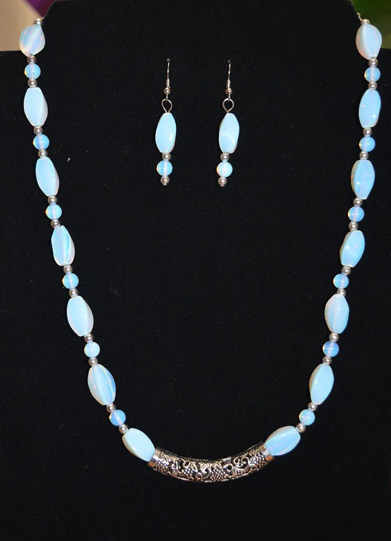 Sea Opal Necklace and Earrings Set