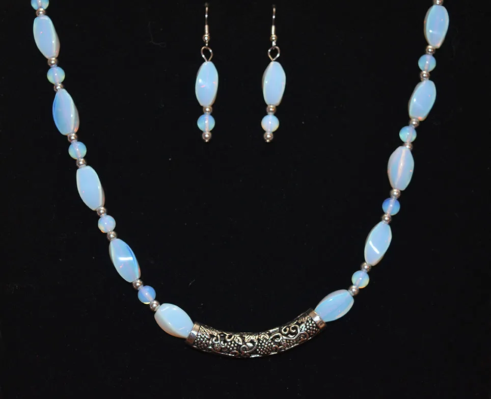 Sea Opal Necklace and Earrings Set