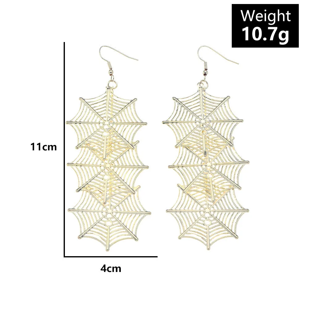 Silver Dangling Spiderwebs Earrings