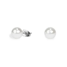 Stainless 7mm pearl stud earrings