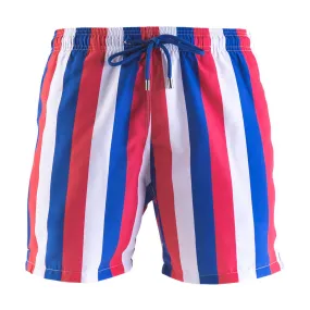 Swim Shorts - Stripes | Coral, Royal Blue & White