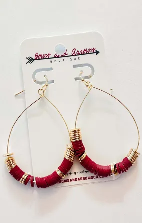 The Teardrop Bead Earrings - Wine