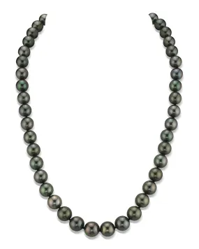 True Round Black Tahitian Pearl Necklace, 8.0-10.0mm - AAA/AAAA Quality