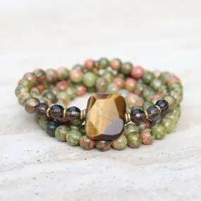 Unakite and Tiger's eye Mala Bracelet - *Final Sale*