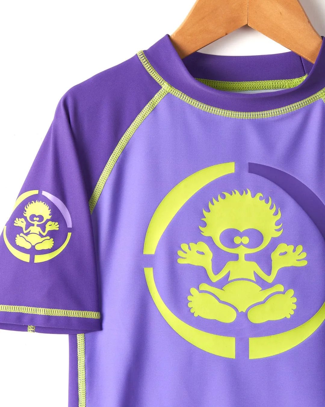 Warp Icon - Recycled Kids Short Sleeve Rashvest - Purple