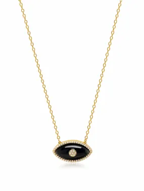 Women's Black Enamel Evil Eye Necklace