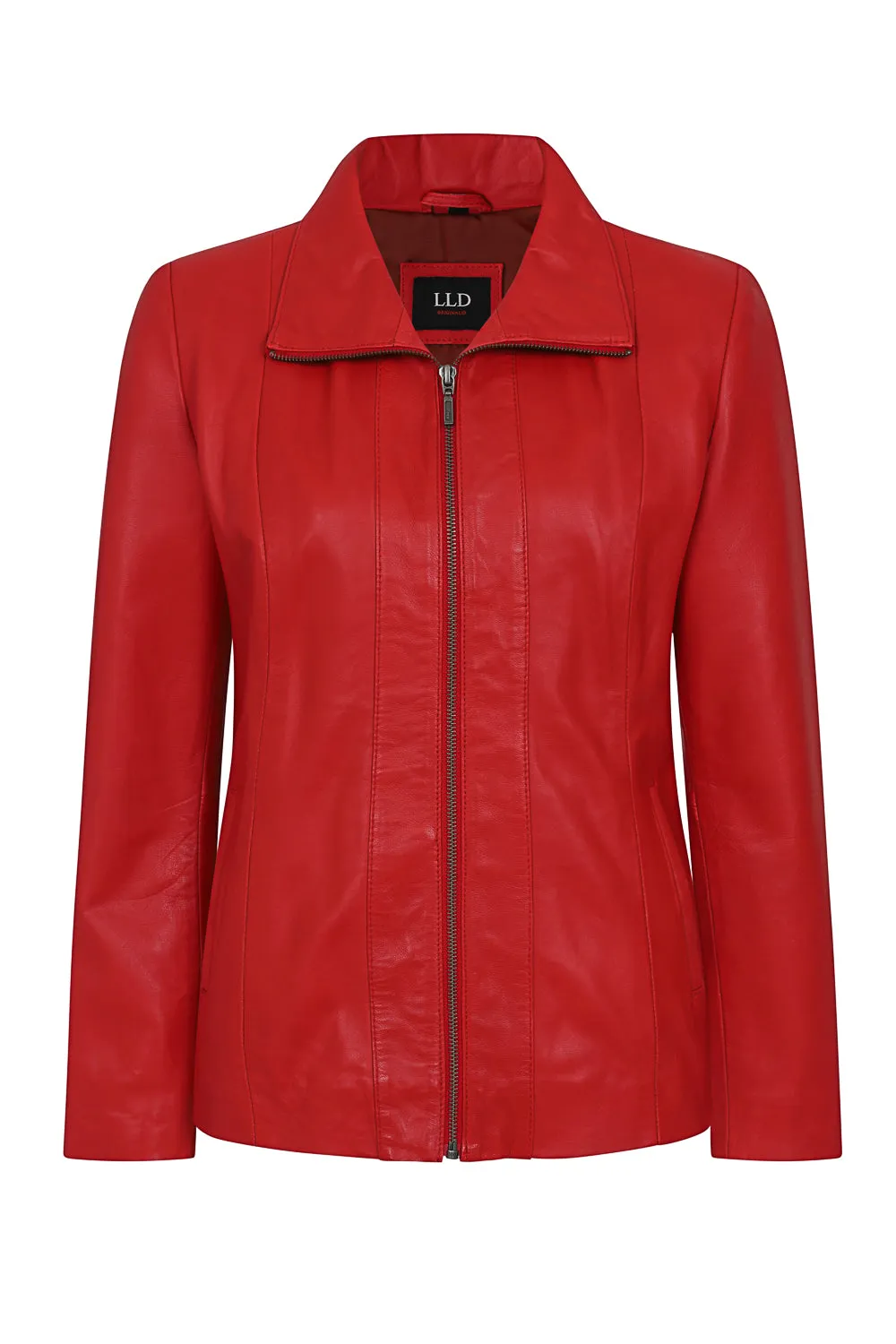 Women's Classic Red Real Leather Jacket - DEBBIE