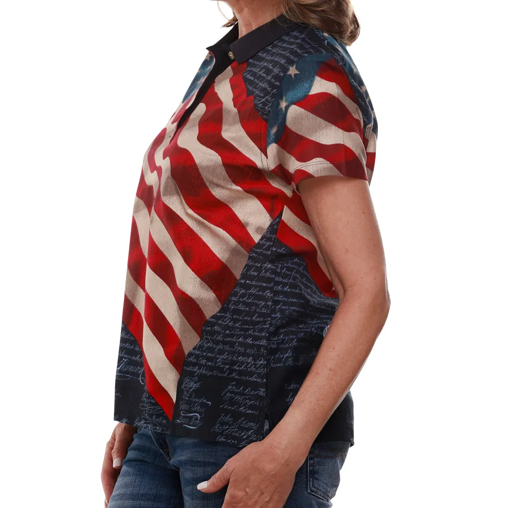 Women's Patriotic Flag Navy Polo Shirt