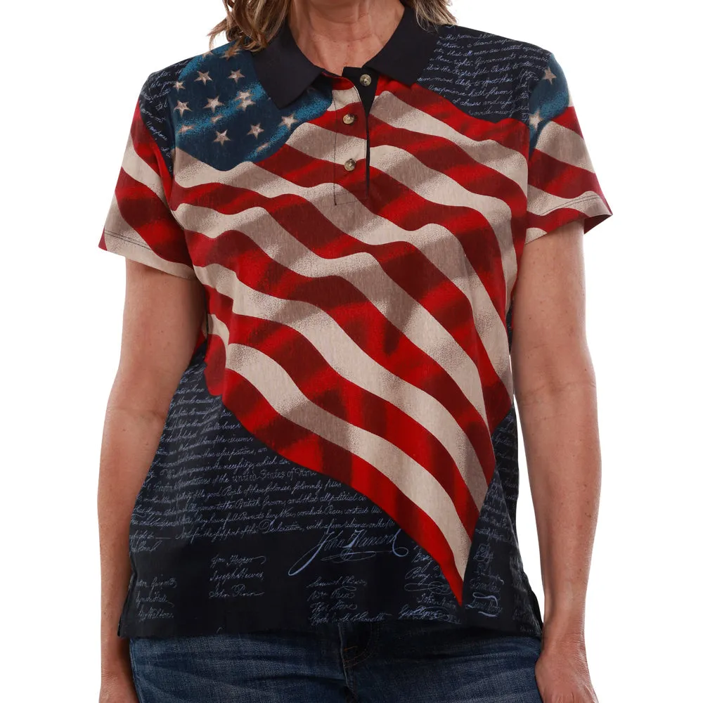 Women's Patriotic Flag Navy Polo Shirt