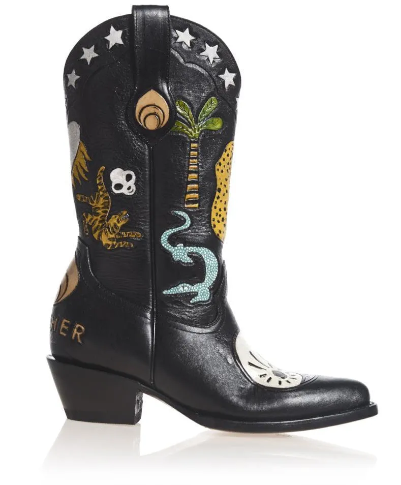 Yin Yang Doodle Cowboy Boot