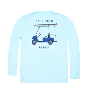 Youth Performance Long Sleeve Golf Cart T-Shirt - Arctic Blue